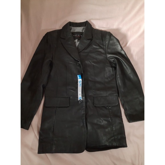 Womens Leather Jacket Medium 37" Black Fleet Street Mint - Picture 13 of 14